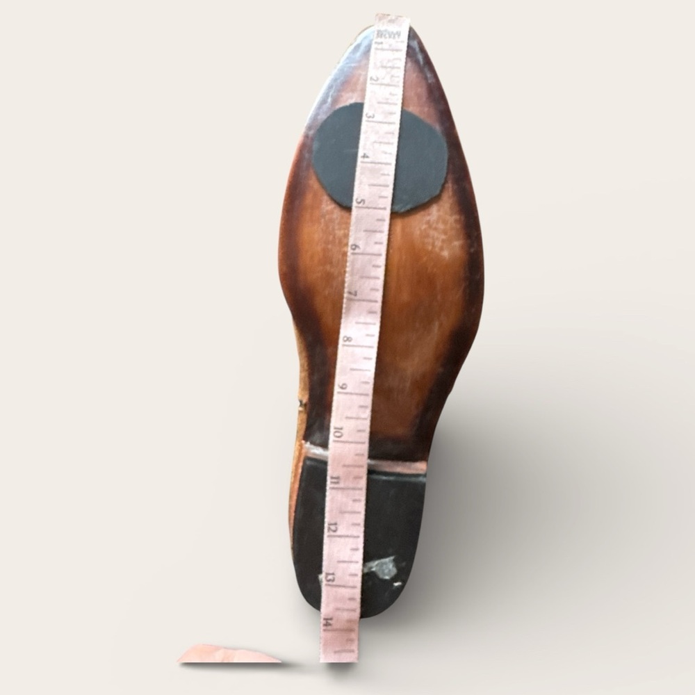 Custom Made Brown Suede Side Zip Boots 12 - 13‎ Leather Sole Artisan Pointed Toe - Picture 10 of 11